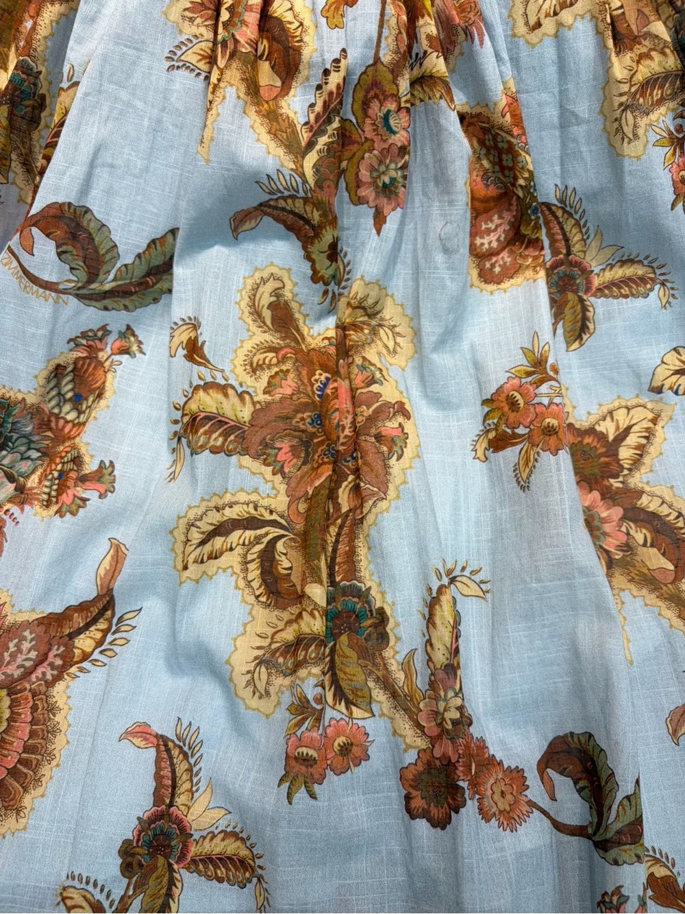 Zimmermann Blue Floral Tie-Shoulder Midi Dress - Picture 5 of 7